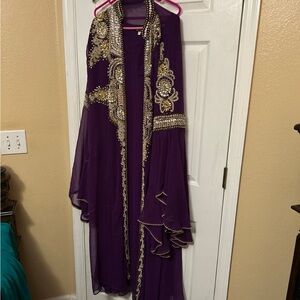 Purple Embellished abaya Dress
